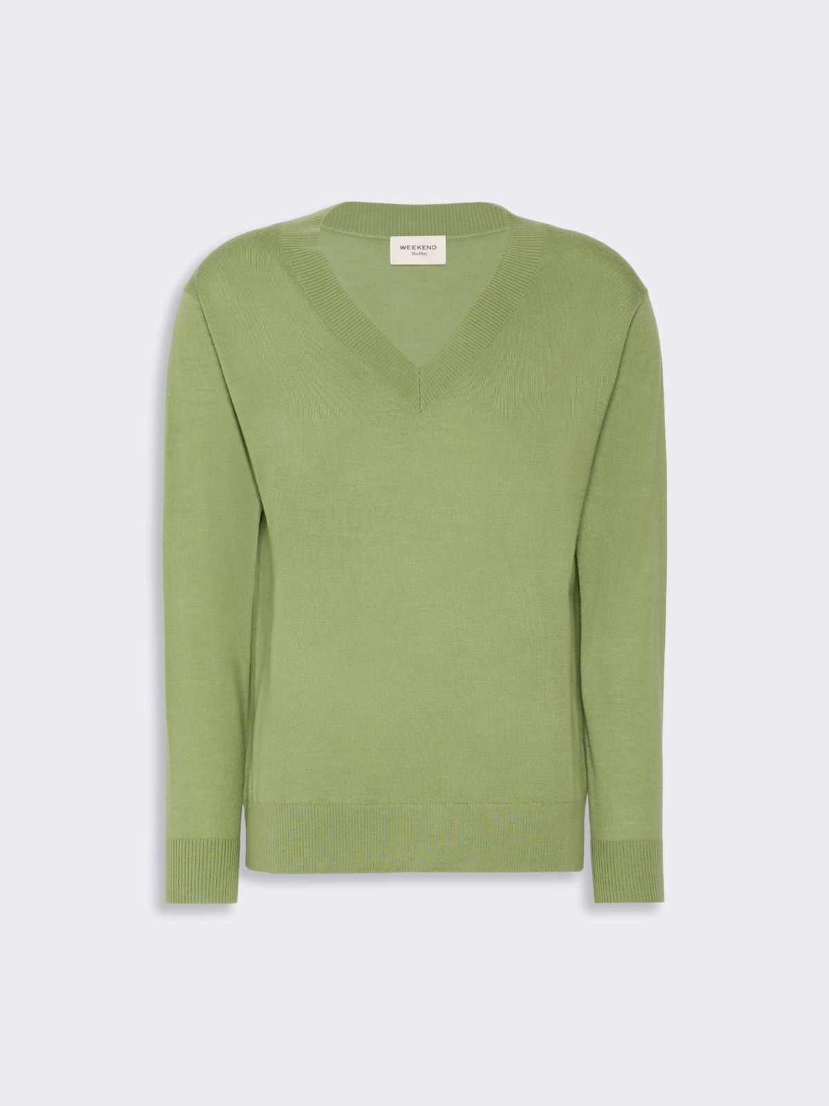 Wool, silk and cashmere V-neck sweater - GREEN - Max Mara - 6