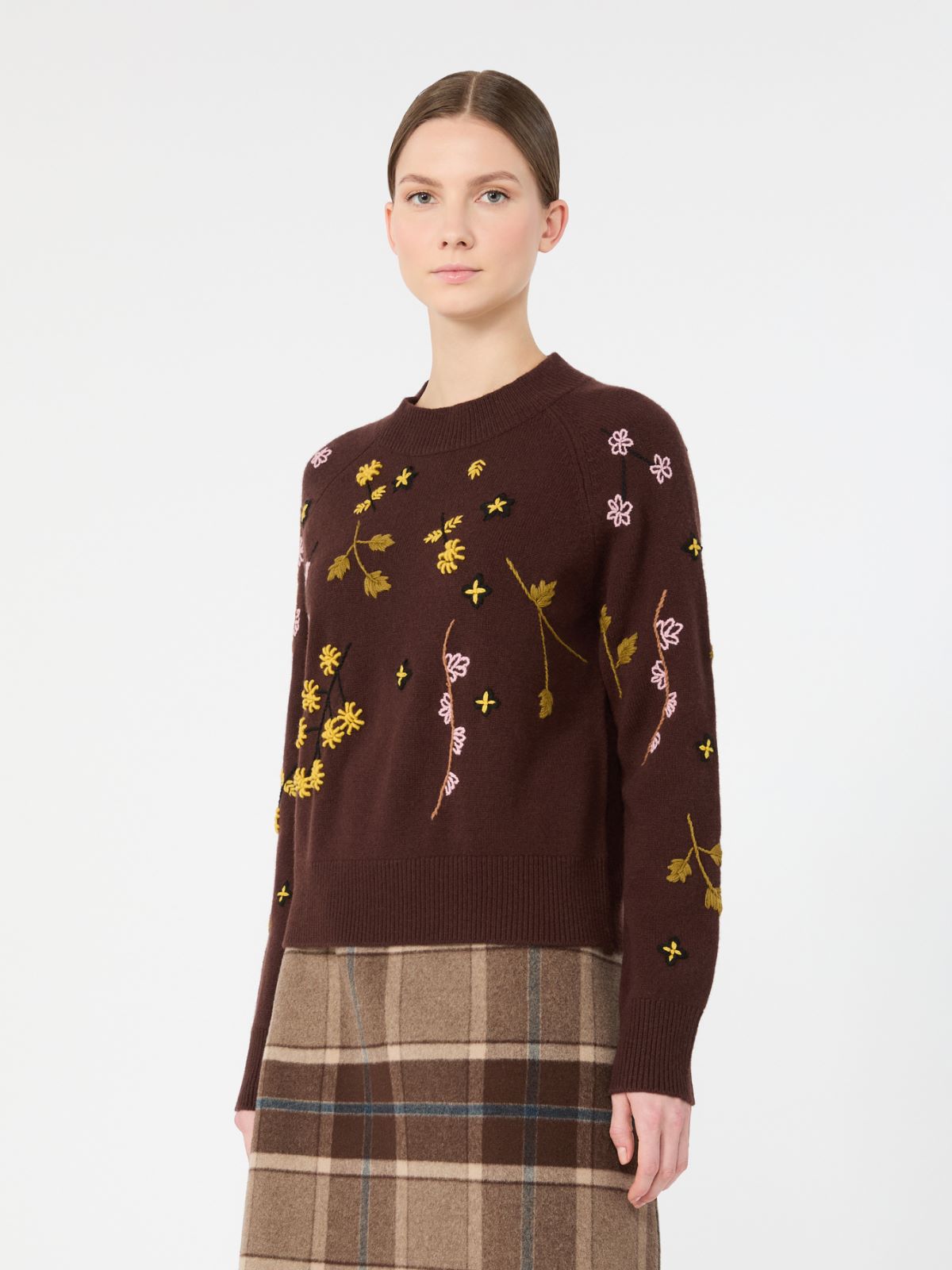 Embroidered wool sweater - DARK BROWN - Max Mara - 2