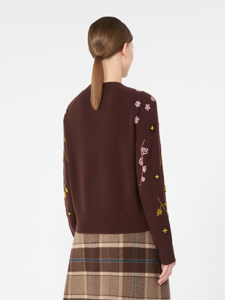 Embroidered wool sweater - DARK BROWN - Max Mara - 3