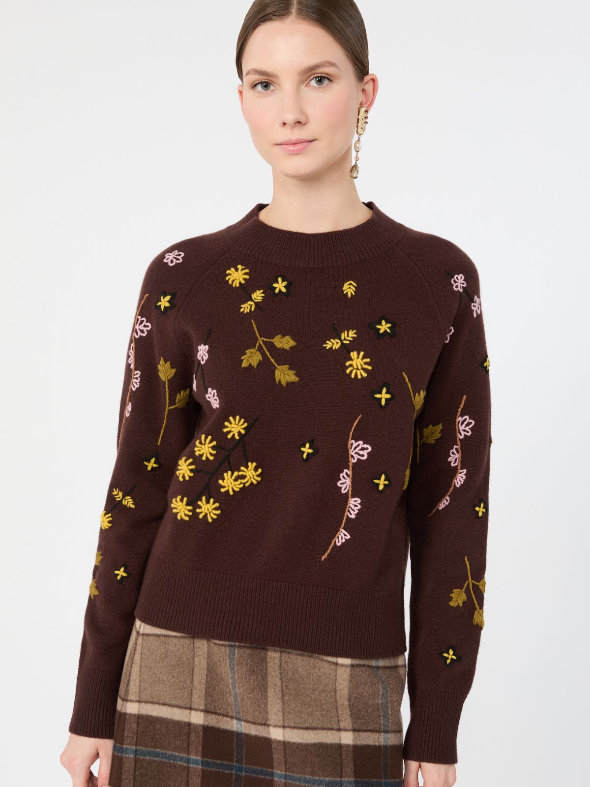 Embroidered wool sweater - DARK BROWN - Max Mara - 4