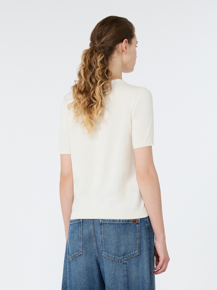 Silk and cotton crew-neck sweater - ECRU - 3