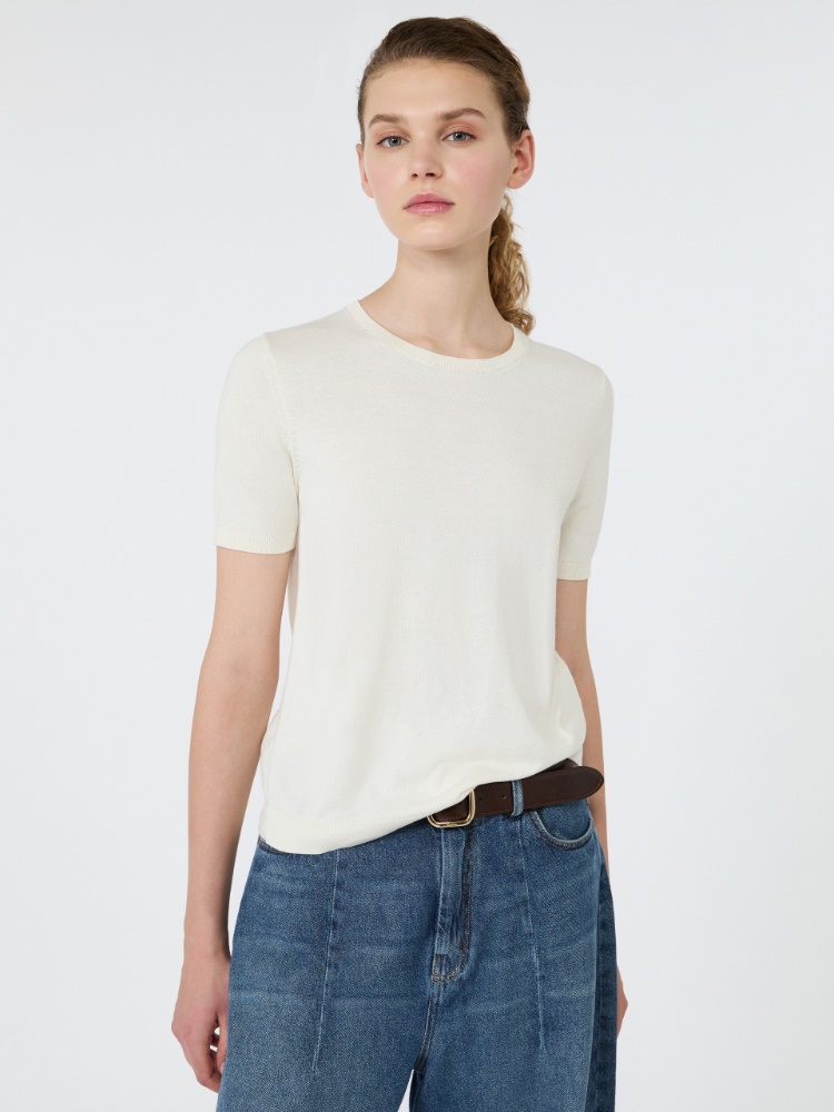 Silk and cotton crew-neck sweater - ECRU - 4