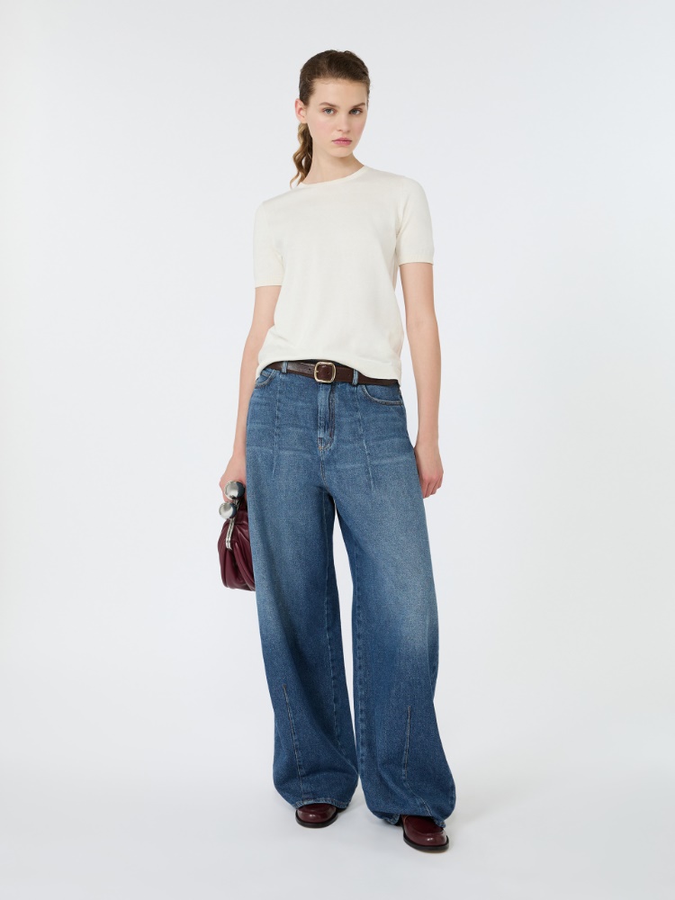 Silk and cotton crew-neck sweater - ECRU - 1