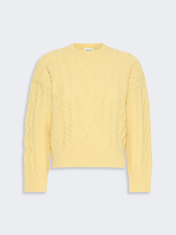 Maglia in filato di lana a trecce - MIELE