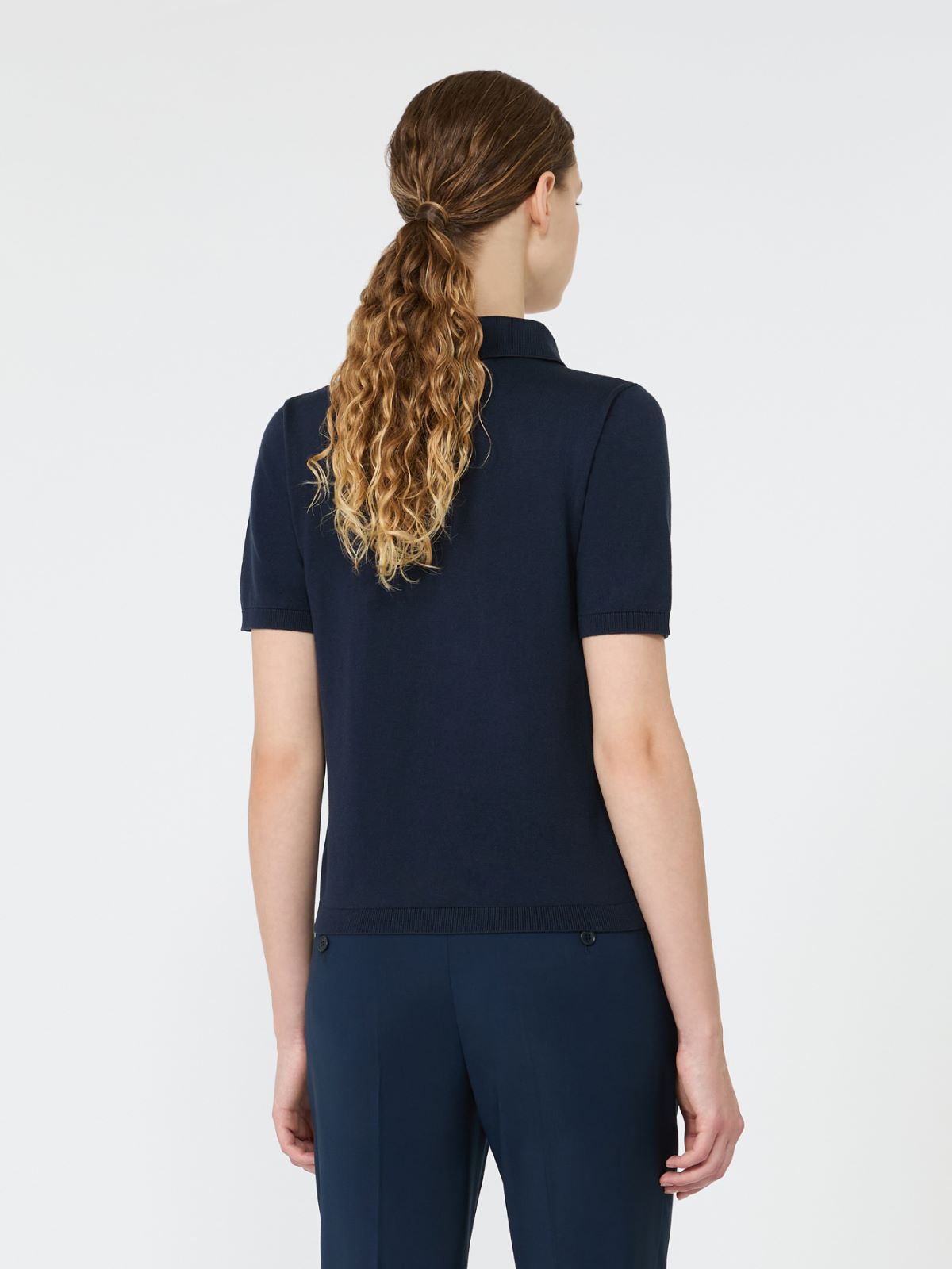 Silk and cotton yarn sweater - NAVY - Max Mara - 3