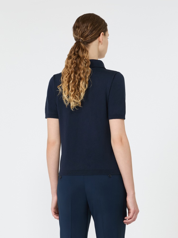 Silk and cotton yarn sweater - NAVY - Max Mara - 3