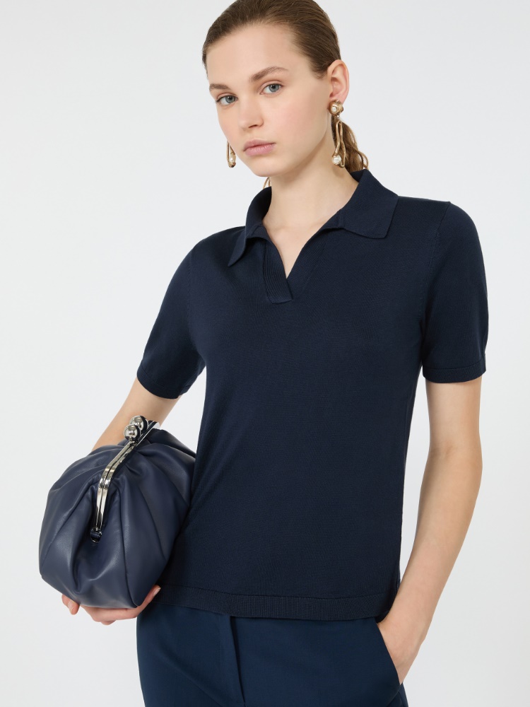 Silk and cotton yarn sweater - NAVY - Max Mara - 4
