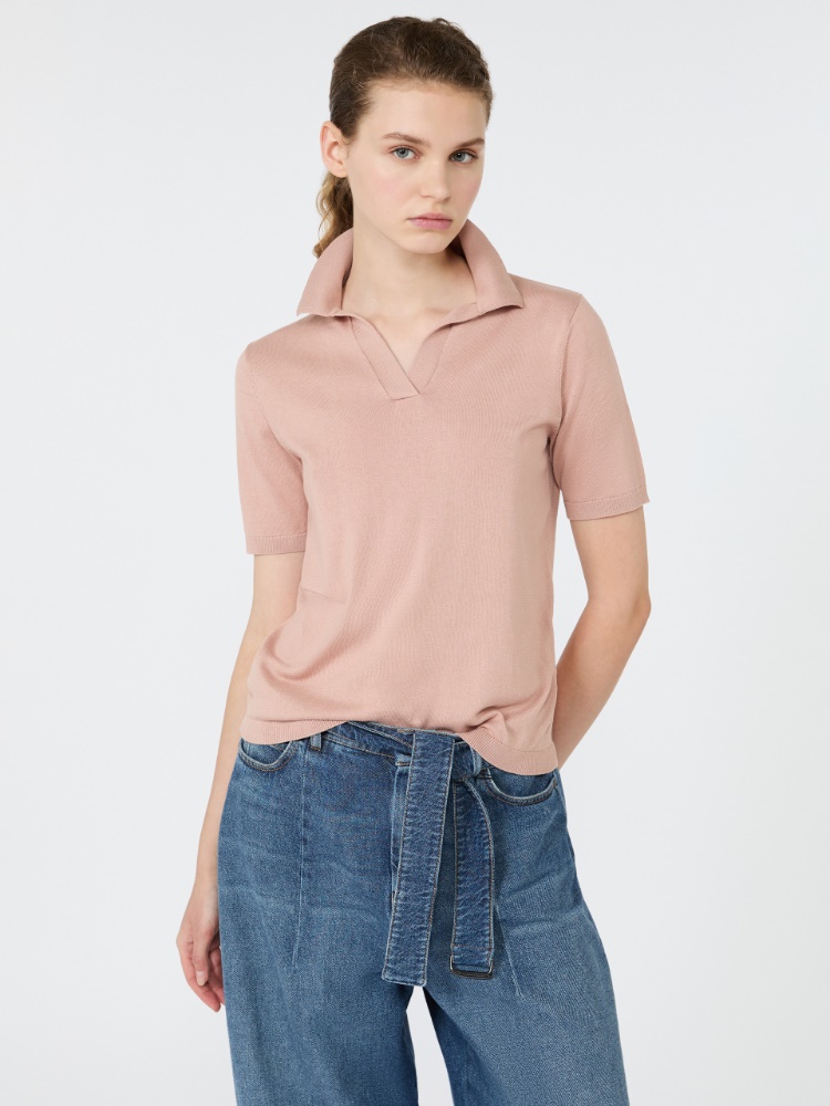 Silk and cotton yarn sweater - PINK - 4