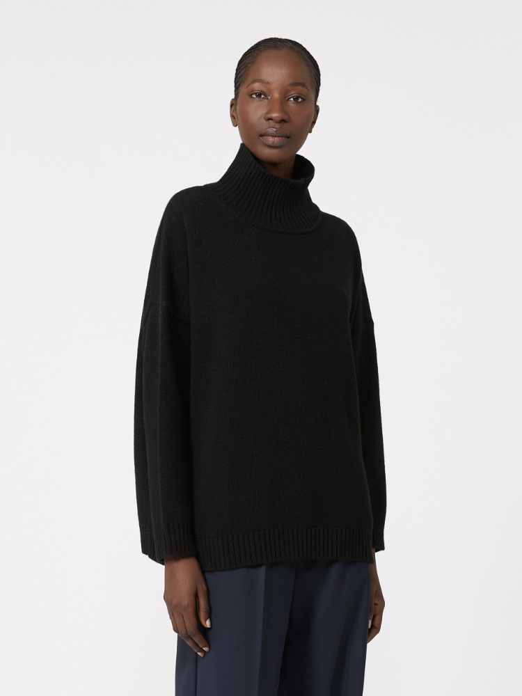 Golf z wełnianej przędzy - CZARNY - Max Mara - 2