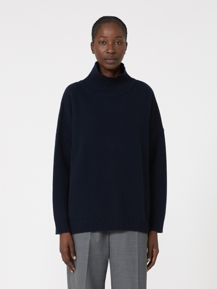 Wool knit turtleneck jumper - NAVY - Max Mara - 2