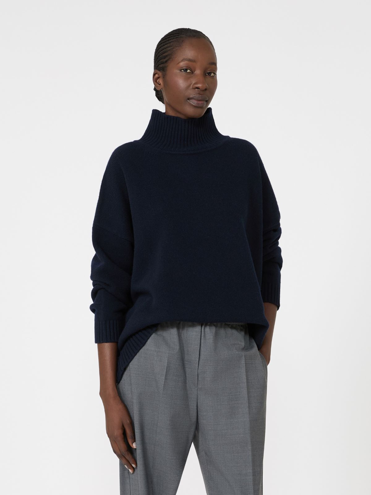 Wool knit turtleneck jumper - NAVY - Max Mara - 4
