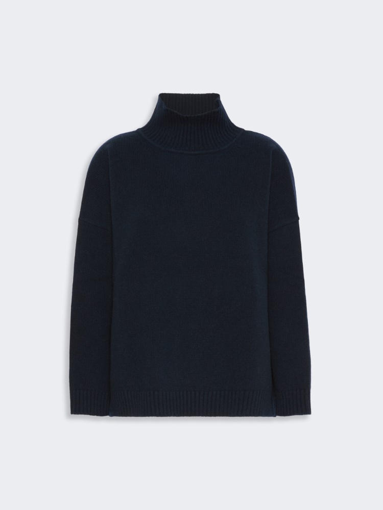 Wool knit turtleneck jumper - NAVY