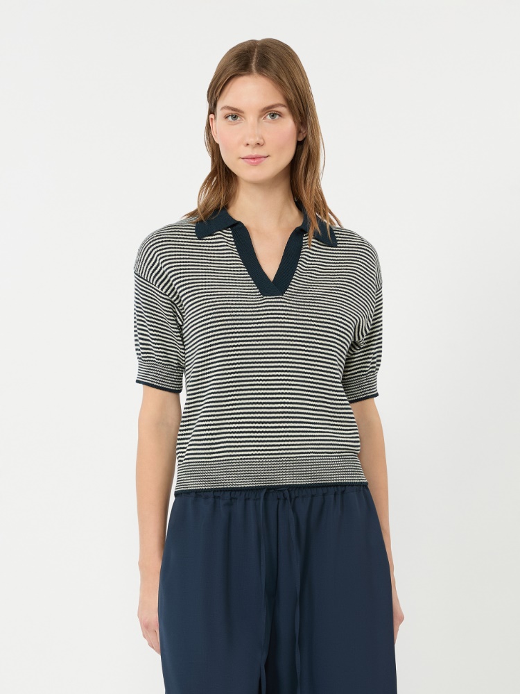 Cotton yarn sweater - NAVY - 2