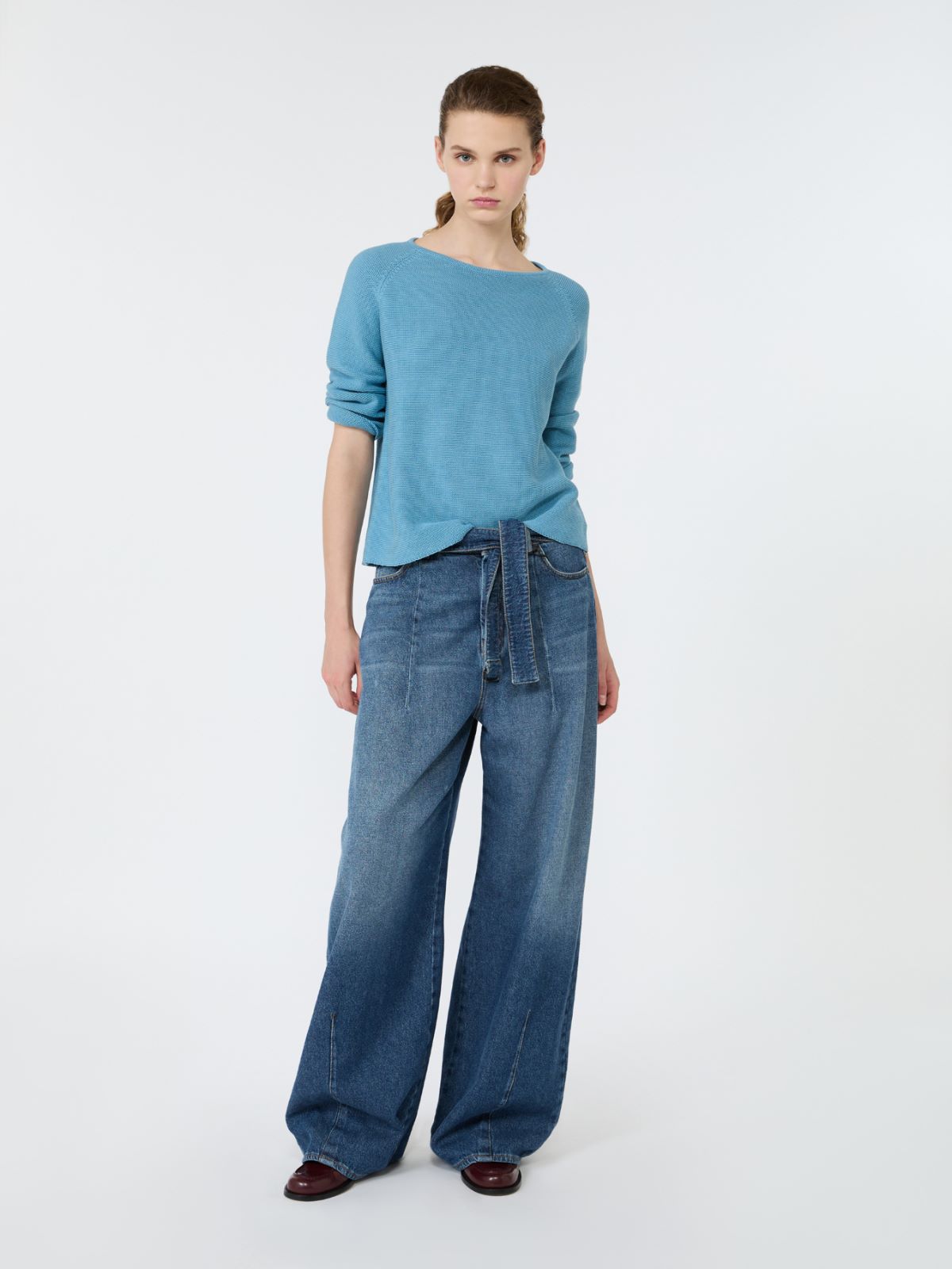 Cotton yarn sweater - LIGHT BLUE