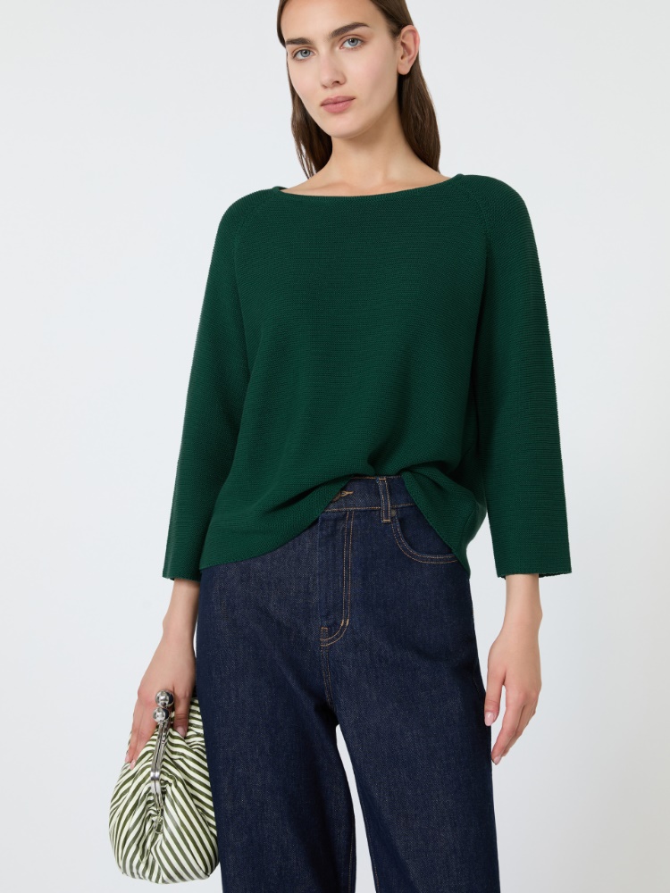 Cotton yarn sweater - DARK GREEN - 4