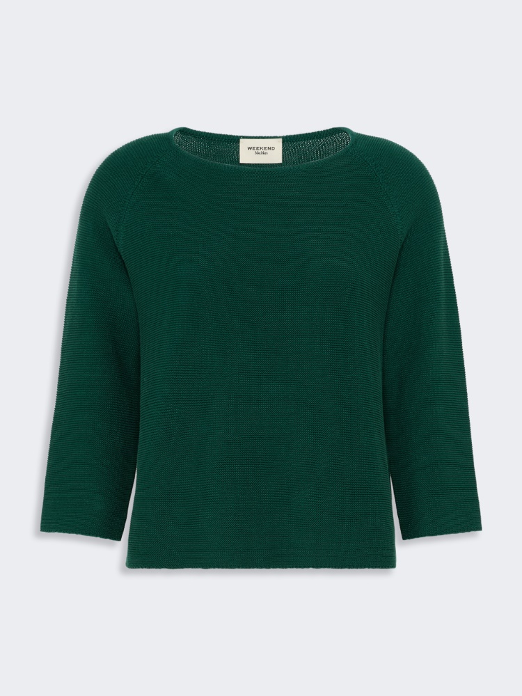 Cotton yarn sweater - DARK GREEN - 5