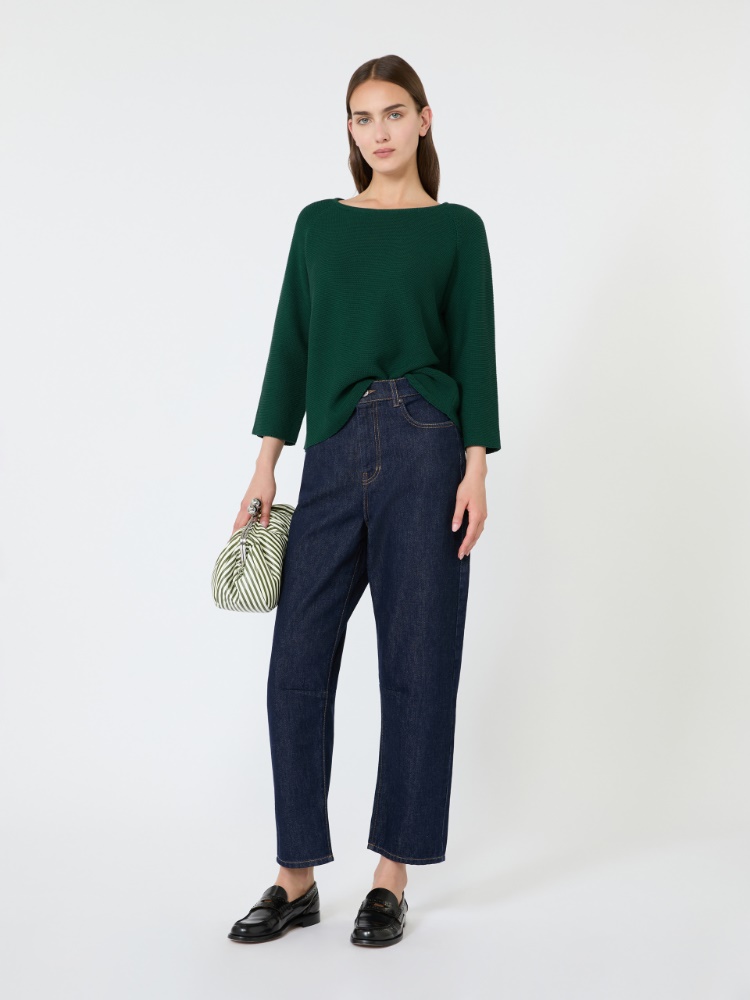 Cotton yarn sweater - DARK GREEN
