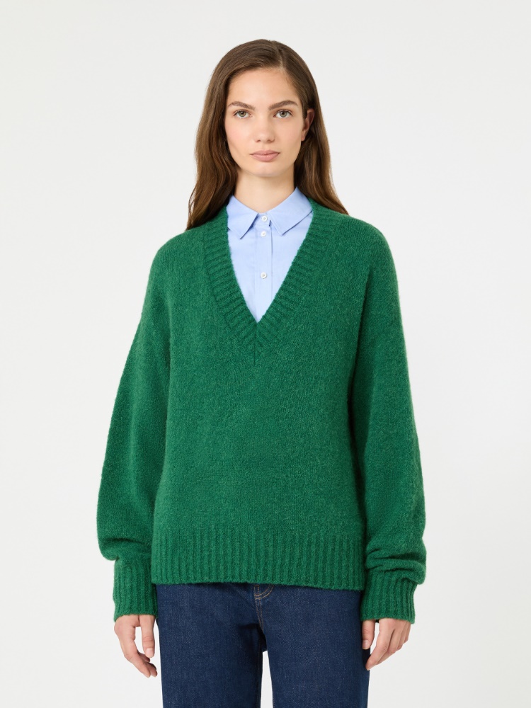Alpaca and cotton yarn sweater - DARK GREEN - Max Mara - 2