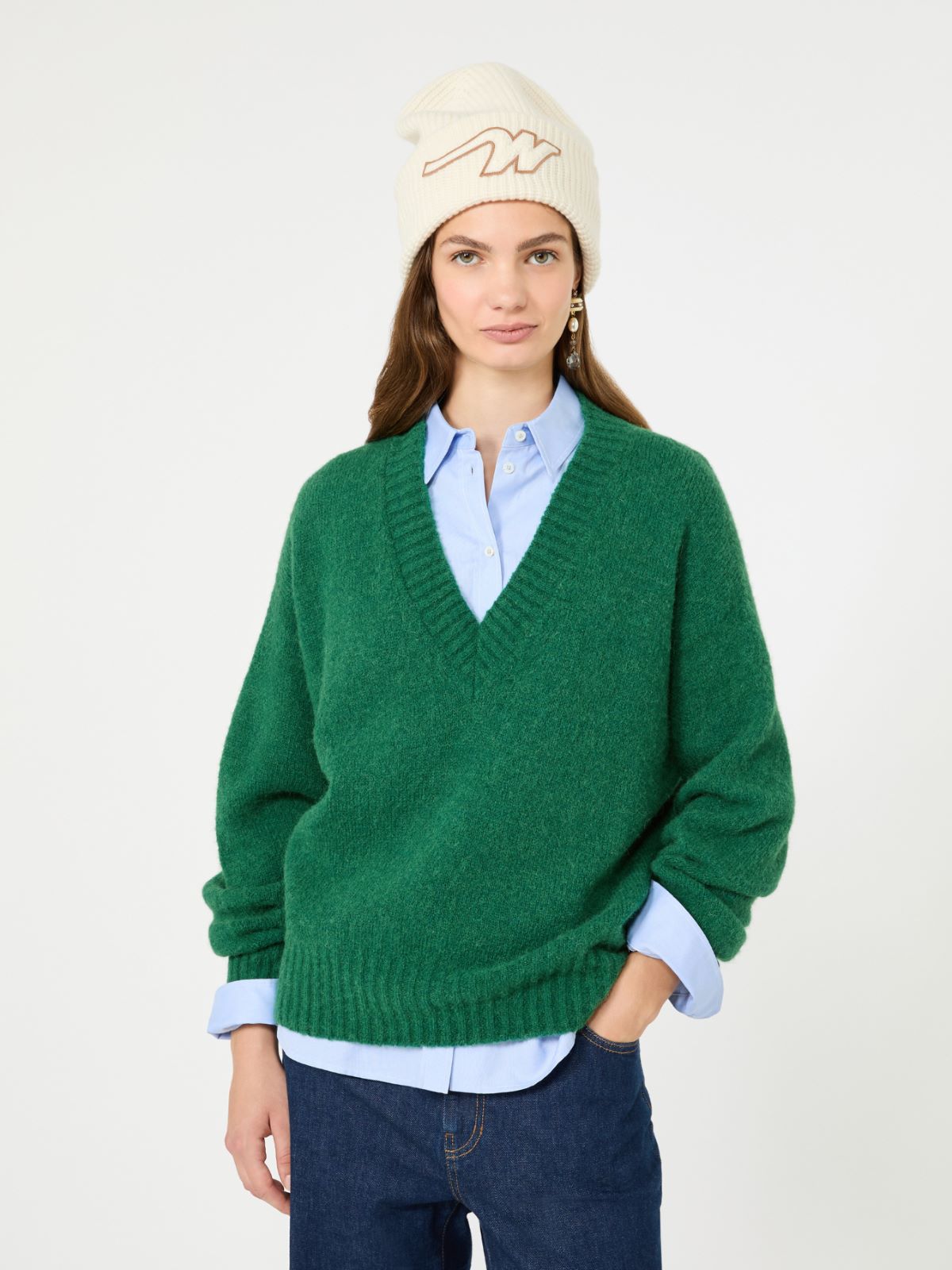Alpaca and cotton yarn sweater - DARK GREEN - Max Mara - 4