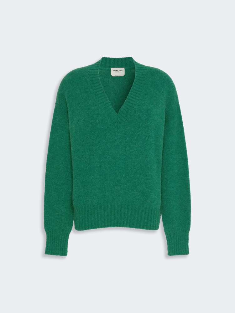 Alpaca and cotton yarn sweater - DARK GREEN - Max Mara - 5