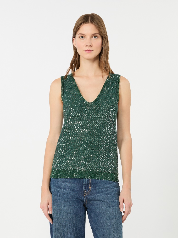 Ärmelloser Pullover mit Pailletten - GRUEN - 2