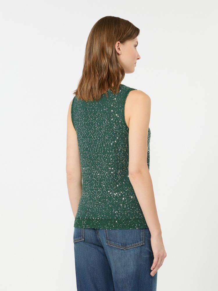 Ärmelloser Pullover mit Pailletten - GRUEN - 3