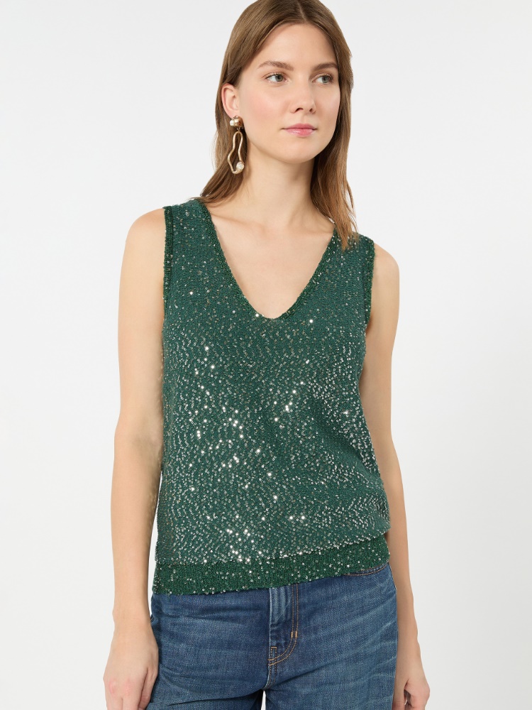 Ärmelloser Pullover mit Pailletten - GRUEN - 4