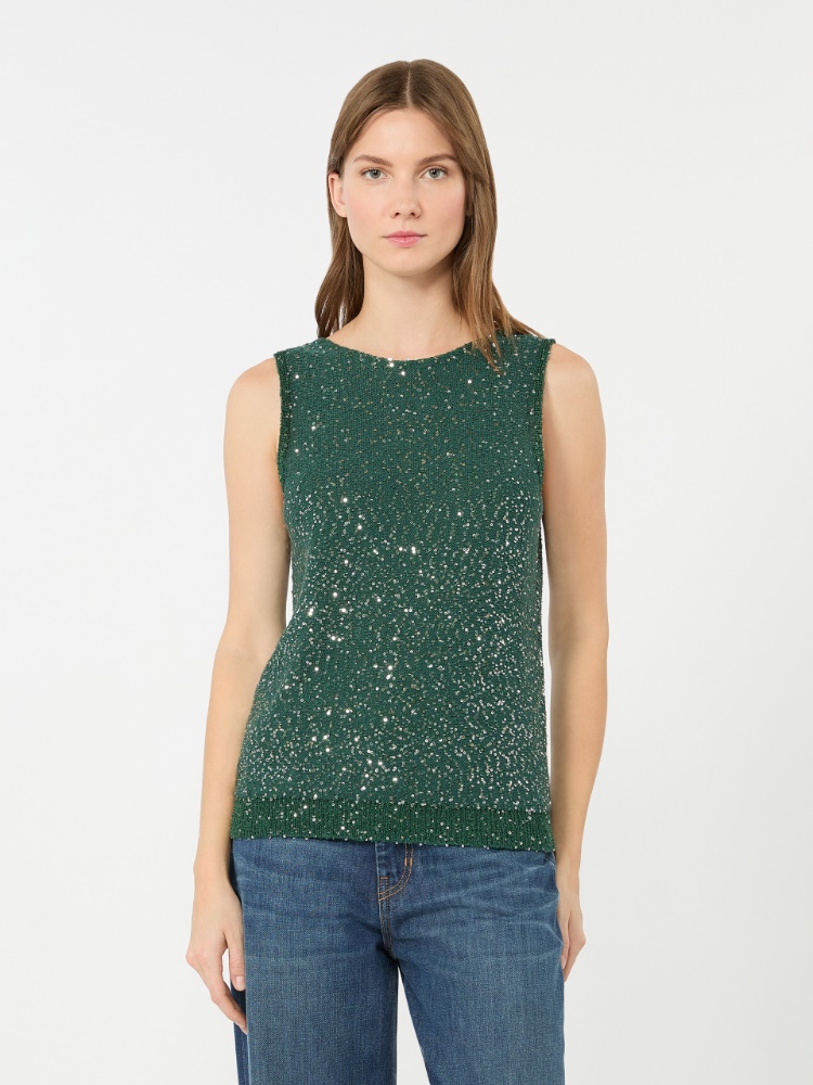 Ärmelloser Pullover mit Pailletten - GRUEN - 5