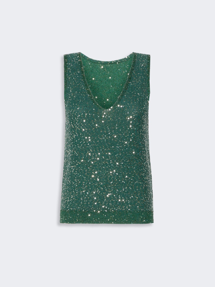 Ärmelloser Pullover mit Pailletten - GRUEN