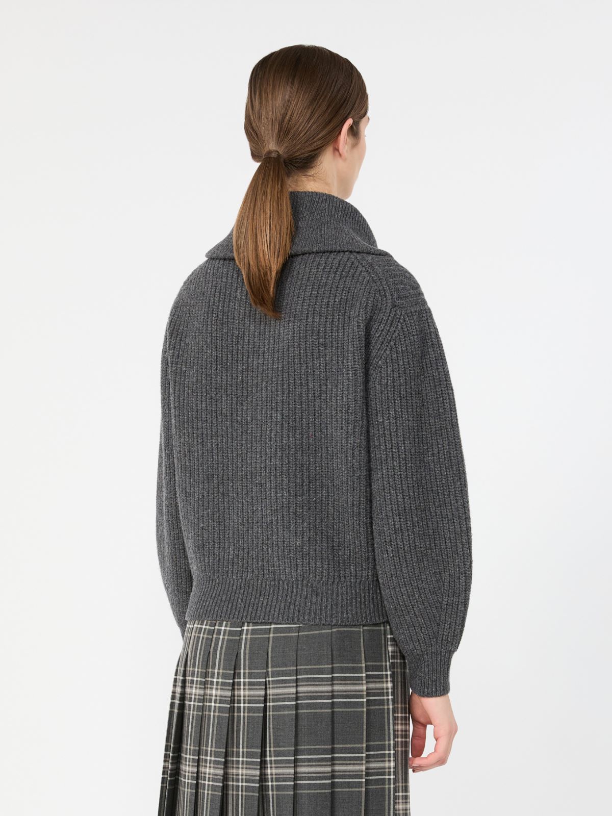 Wool zip-up roll-neck jumper - DARK GREY - Max Mara - 3
