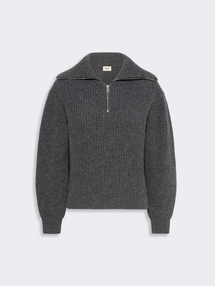Wool zip-up roll-neck jumper - DARK GREY - Max Mara - 5