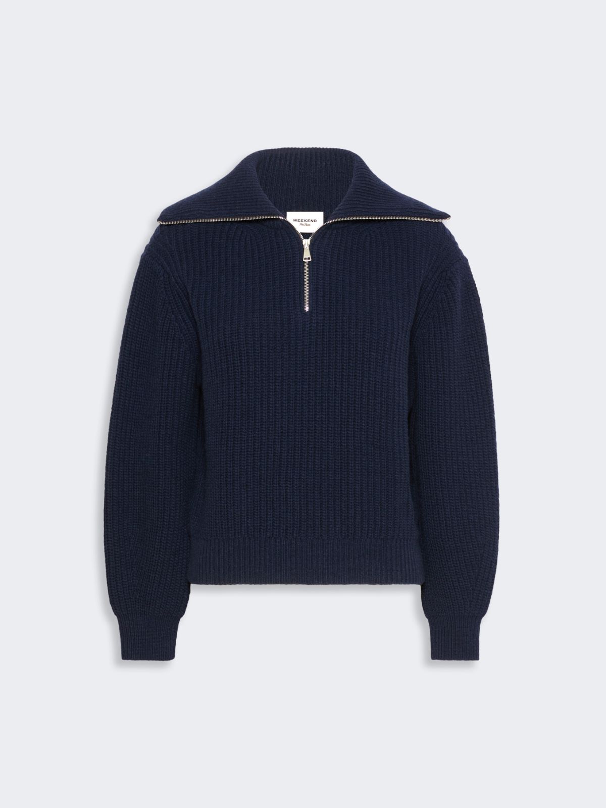 Wool zip-up roll-neck jumper - NAVY - Max Mara - 5
