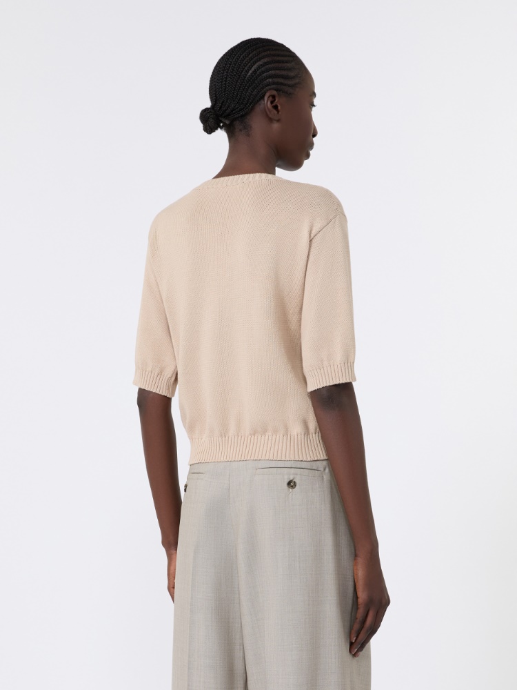 Embroidered cotton yarn sweater - SAND - 3