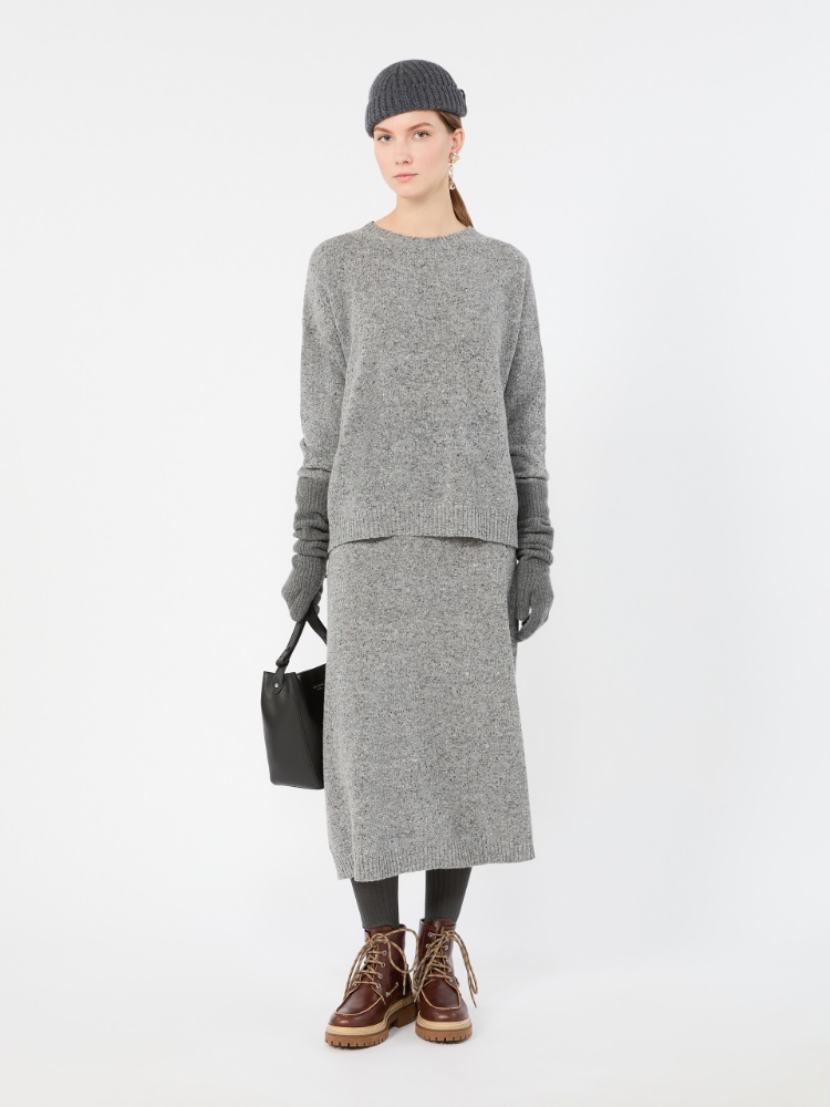 Maglia in mista lana e seta effetto tweed - GRIGIO MEDIO