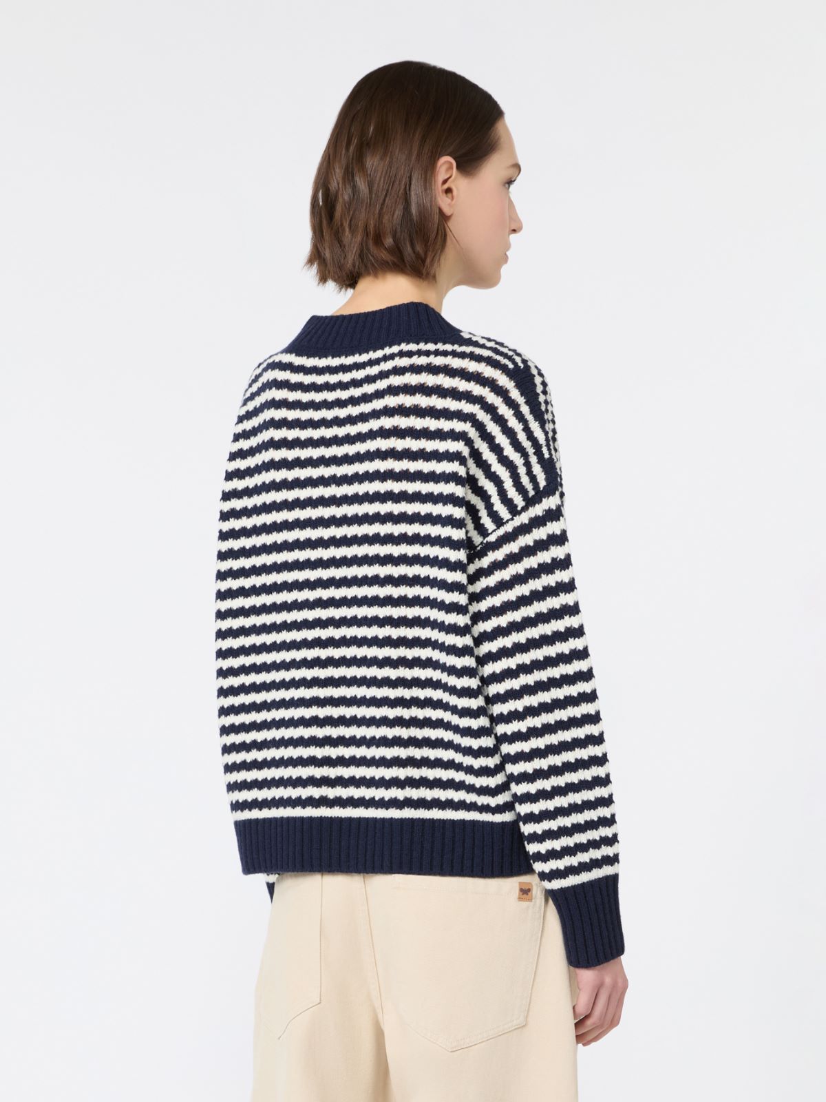 Loose jumper in wool yarn - NAVY - Max Mara - 3