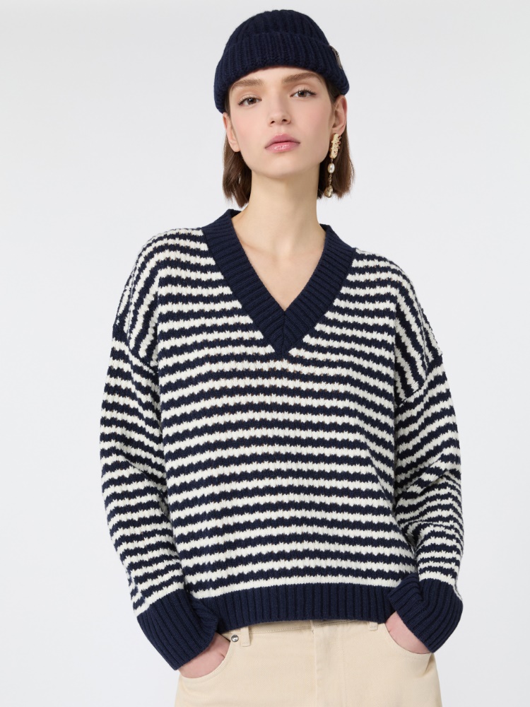Loose jumper in wool yarn - NAVY - Max Mara - 4
