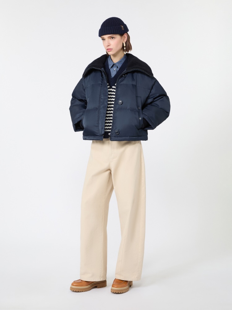 Loose jumper in wool yarn - NAVY
