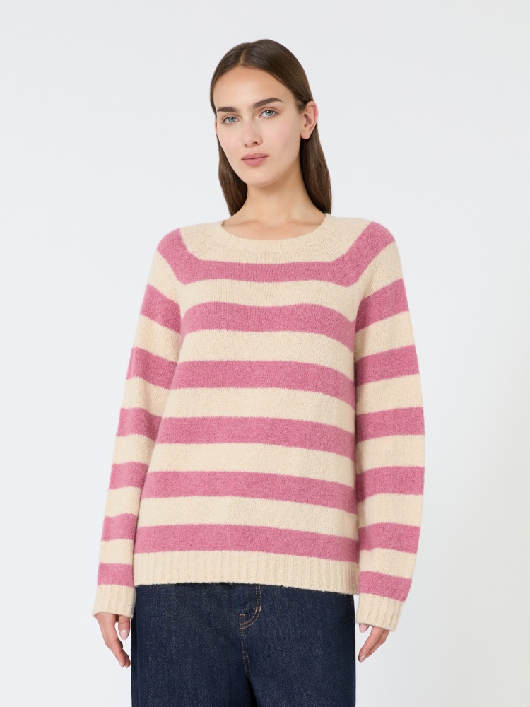 Alpaca and cotton sweater - RASPBERRY - 2