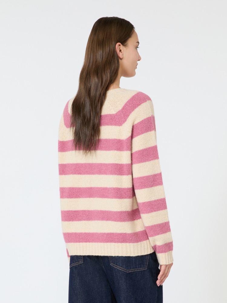 Alpaca and cotton sweater - RASPBERRY - 3