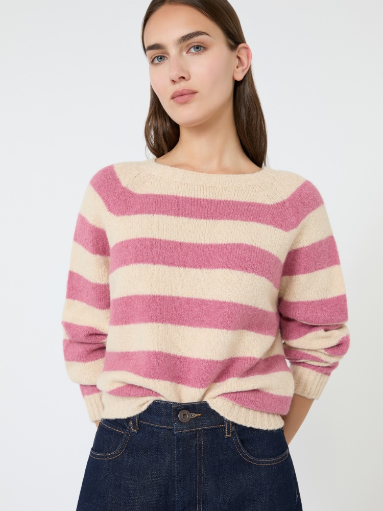 Alpaca and cotton sweater - RASPBERRY - 4