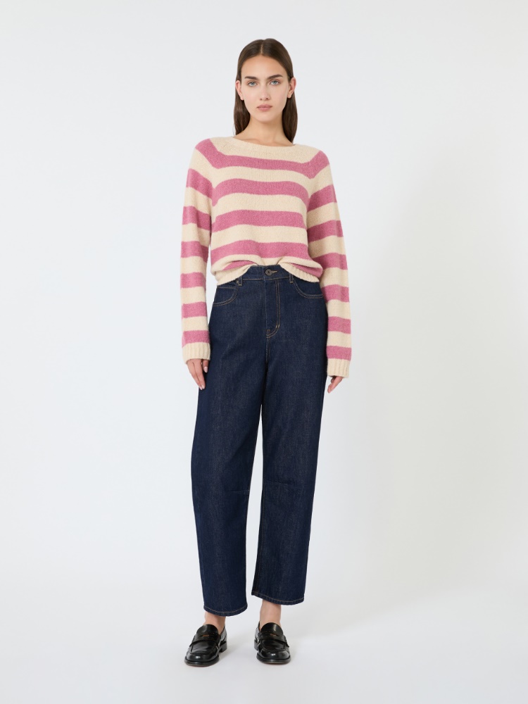 Alpaca and cotton sweater - RASPBERRY - 1