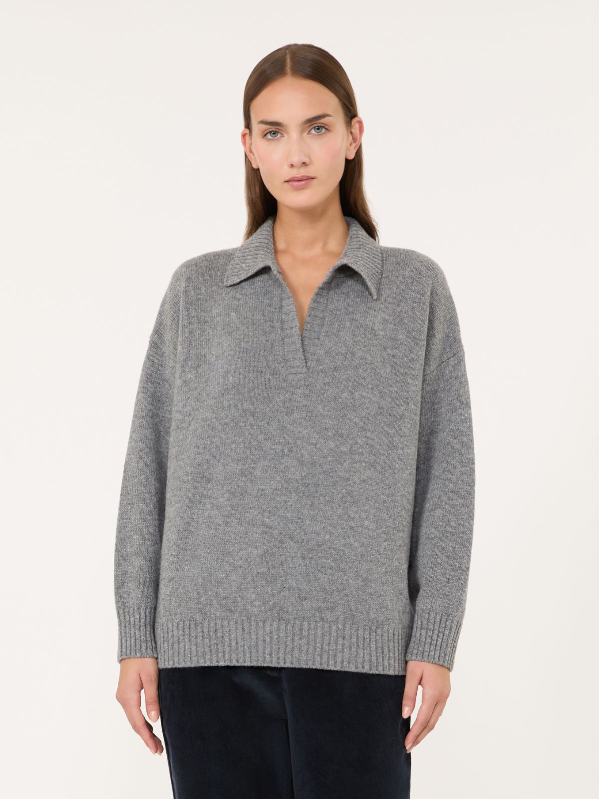 Wool yarn polo shirt - MEDIUM GREY - Max Mara - 2