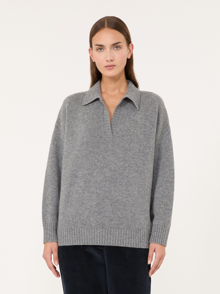 Wool yarn polo shirt - MEDIUM GREY - Max Mara - 2