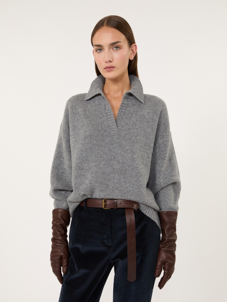 Wool yarn polo shirt - MEDIUM GREY - Max Mara - 4