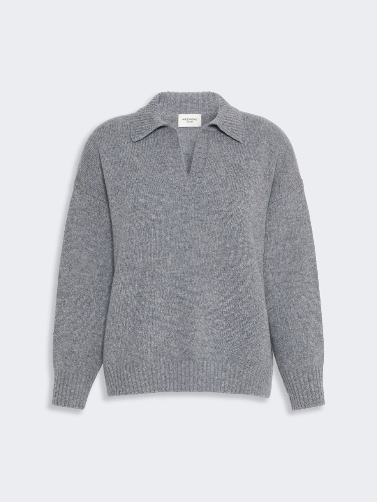 Wool yarn polo shirt - MEDIUM GREY - Max Mara - 5