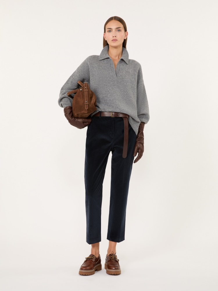 Wool yarn polo shirt - MEDIUM GREY - Max Mara