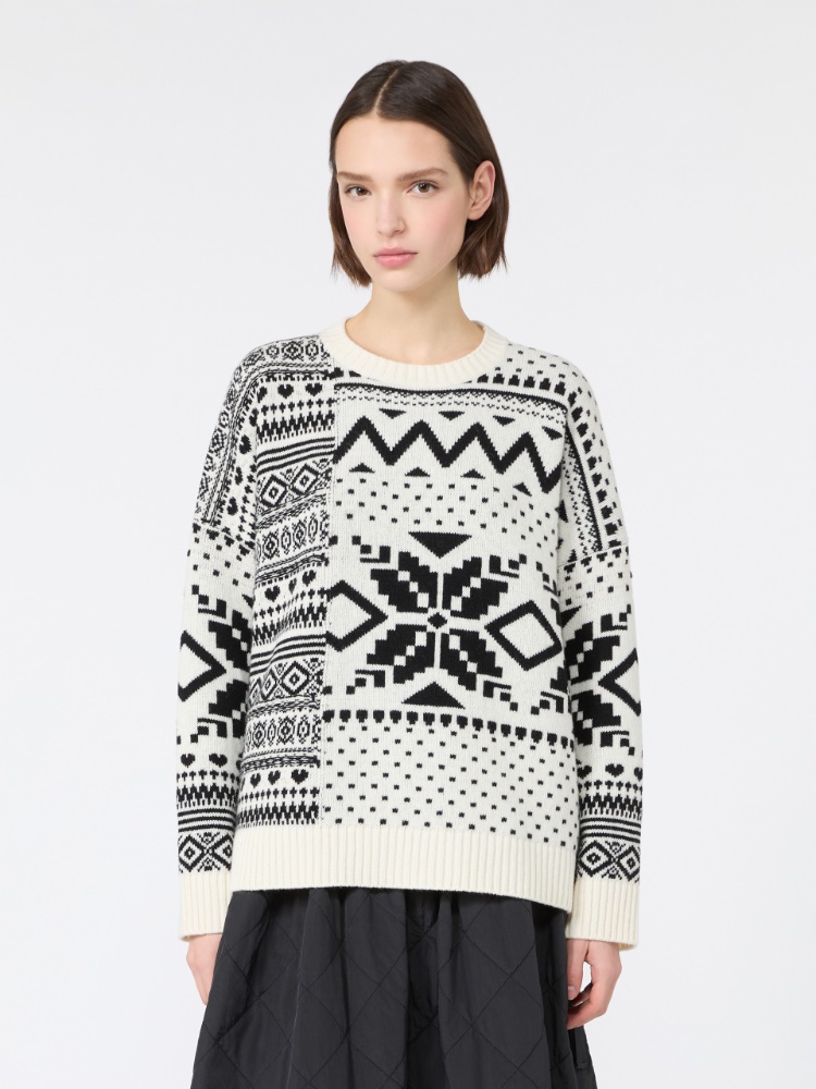 Maglia ampia in lana jacquard - BIANCO - Max Mara - 2