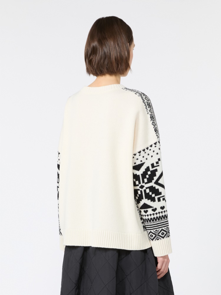 Maglia ampia in lana jacquard - BIANCO - Max Mara - 3