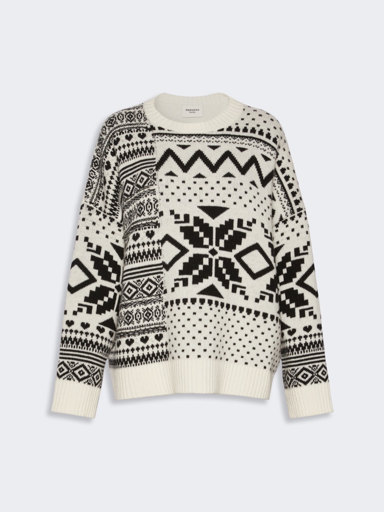 Maglia ampia in lana jacquard - BIANCO - Max Mara - 5