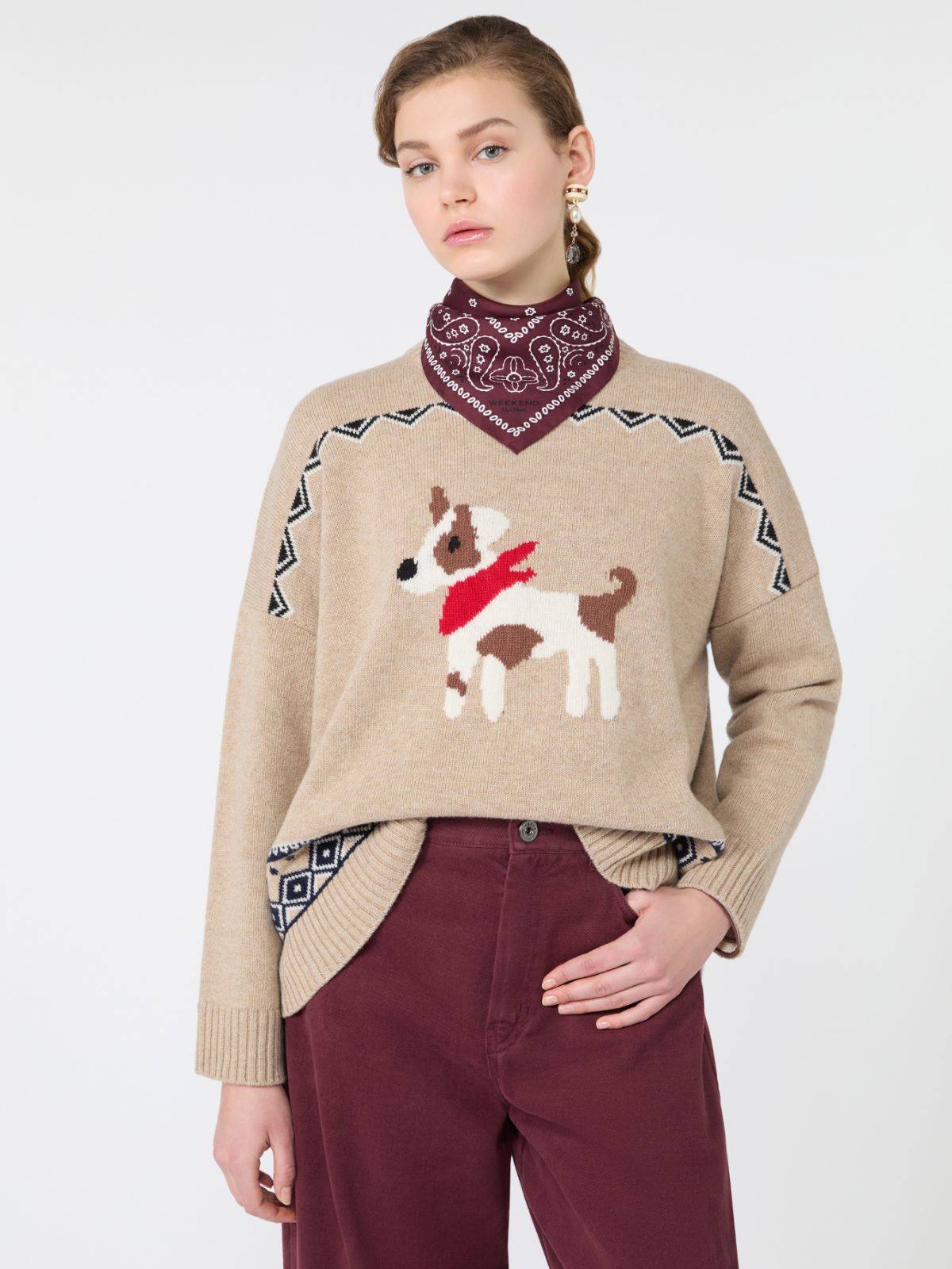 Maglia ampia in lana jacquard - SABBIA - Max Mara - 4